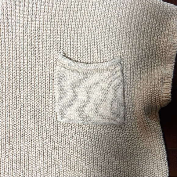 FREE PEOPLE FP Beach Freya Sweater Oatmeal Short Sleeve Rib Knit Size Large - Picture 6 of 11